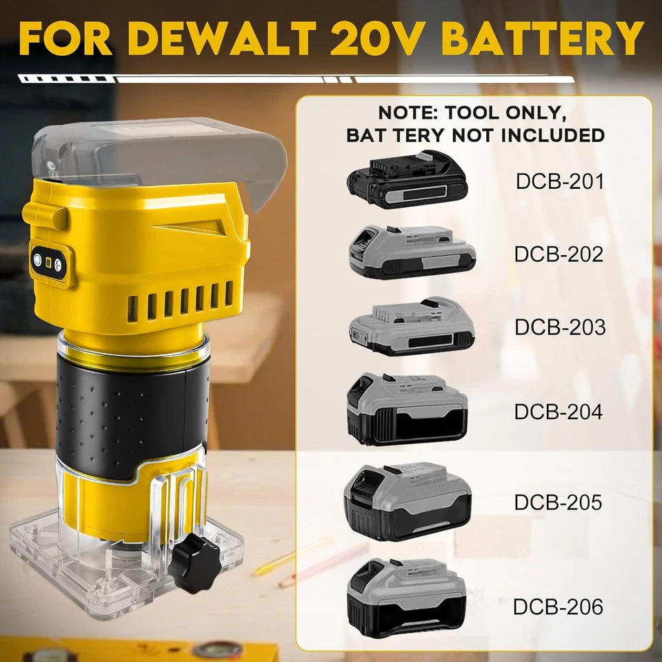 Router Inalámbrico Compatible con Batería Dewalt 20V, 6 Velocidades, 30.000 RPM, 850W Br Foto 3 de 4