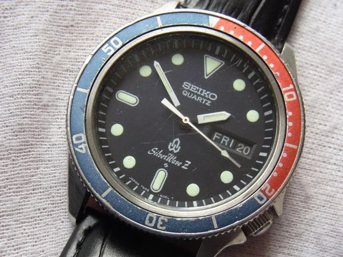 SEIKO SILVER WAVE Z PEPSI BEZEL 7546-606A SUWA VINTAGE DIVERS QUARTZ WORKING