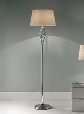 Silver Floor Lamp with a Gold Fleck Lamp shade and Stunning Beveled Design
