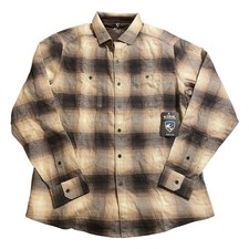 NEW Kuhl Men's Large Brown Tan Plaid Flannel Long Sleeve Button Up Shirt