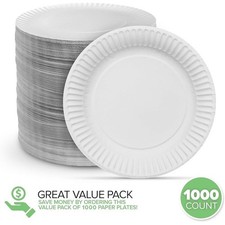 Disposable Paper Plates Round 9 Inch Party Dinnerware Value Pack New