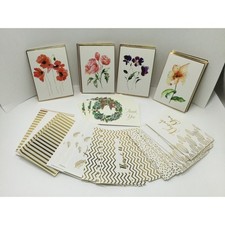 Variety Lot of Blank Thank you Cards Gold and Floral 50 pieces