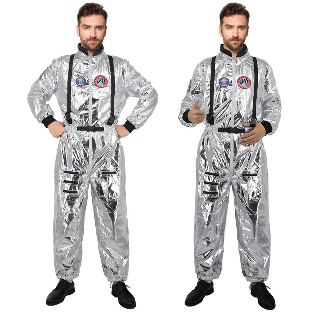 Disfraz De Astronauta Años 80 X Adultos Hombre Halloween Carnaval Fiesta Plata S