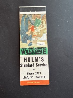 Vintage South Dakota Matchbook  HULM'S Standard Service  Lead