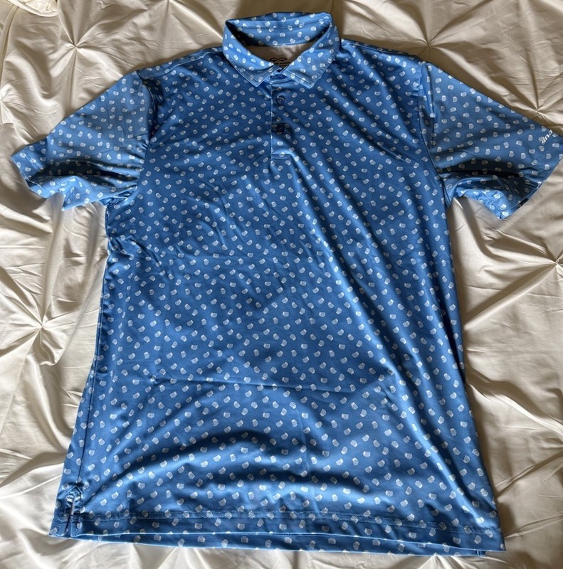Snake Eyes Men’s Golf Polo - Beer Mug All Over Print - Size Large LNWOT