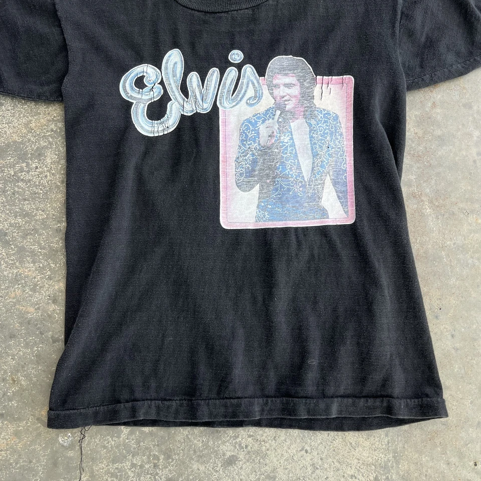 复古 70 年代猫王衬衫 1975 年音乐音乐会熨烫图形 T 恤尺寸 S — 第 2/4 张图片