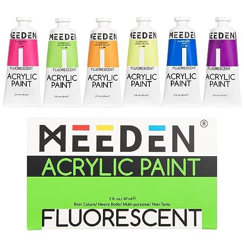 Fluorescent Acrylic Paint, 6 Colors Acrylic Paint Set, 60 Fluorescent Colors