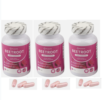 #ad 3PCS Rosabella Organic Beet Root 60 Capsules Natural Energy Boost Blood Pressure $14.88