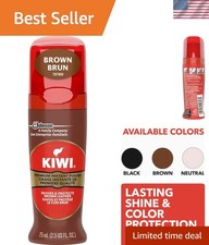 Brown Liquid Shoe Polish 2.5 oz - Instant Shine Protect with Sponge