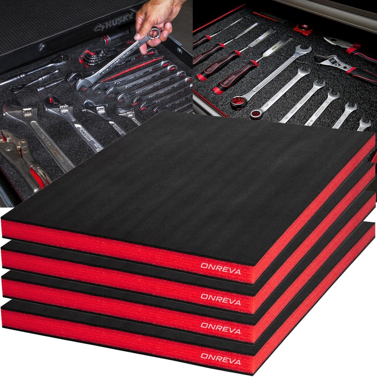 4 PCS Tool Box Foam 16x12x1 Inch Insert Polyethylene Storage