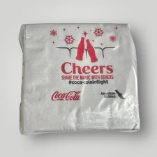 American Airlines Coca-Cola Collaborated Paper Napkins Flight Winter 50 Cts New