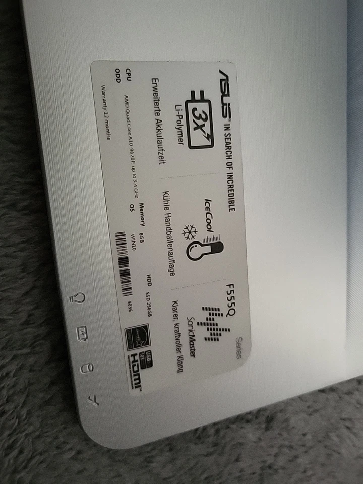 ASUS VivoBook F555Q Laptop AMD A10  Office / Gaming Laptop - Bild 4 von 4