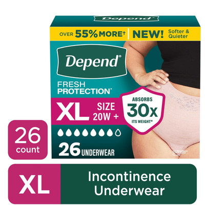 Depend Women Incontinence Underwear XL 26 Ct Max Absorbency Odor Control