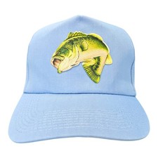 Blue Largemouth Bass Patch Youth Fishing Hat Cap Adjustable Fisherman Outdoors