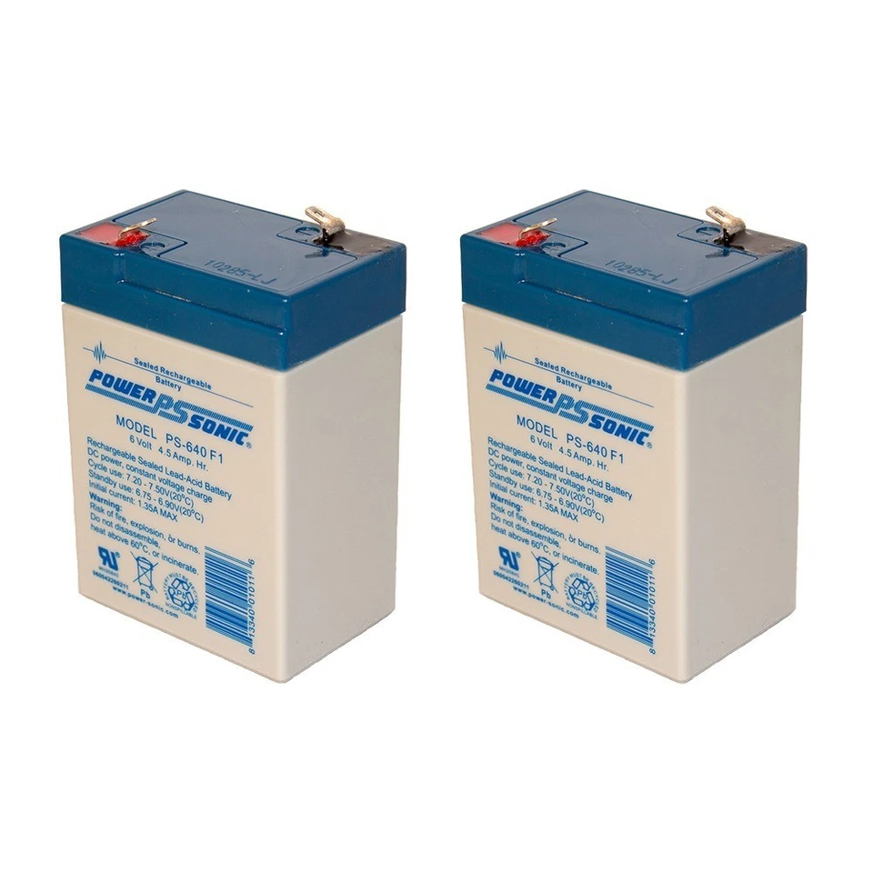 Power-Sonic 2 Pack - 6V 4.5Ah PS-640, PS640F1, UB645 Batería de repuesto SLA NUEVO Foto 2 de 2