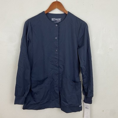 Greys Anatomy By Barco Small 4 Pocket Snap Button Scrub Jacket Steel Gray