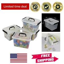 4 Pack Clear Latch Storage Containers - 6 Quart Stackable Design for Easy Access