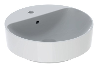 Geberit VariForm Aufsatzwaschtisch rund mit Hahnloch mit Überlauf 400 mm - Weiß