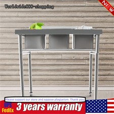 Commercial Kitchen Bar Sink 3 Compartment Stainless Steel Laundry Sink W/ Drains