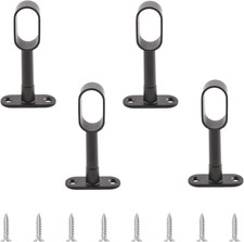 4Pcs Black Closet Rod Support, Zinc Alloy Oval Wardrobe Rod End, Adjustable Holl