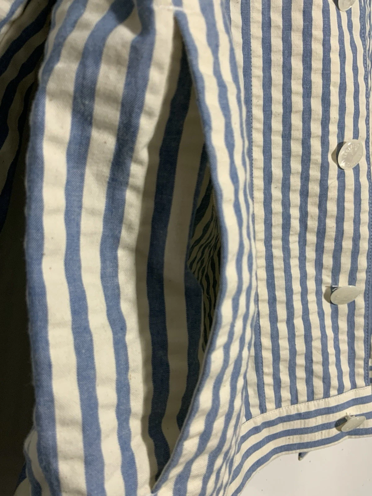 FACTOTUM HOMME M.I.Japan SZ 48 All White Cotton W/ Blue Striped Men’s Jacket PEC - product detail image 6
