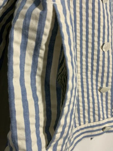 FACTOTUM HOMME M.I.Japan SZ 48 All White Cotton W/ Blue Striped Men’s Jacket PEC image 6