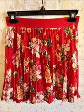 Express Floral Midi Skirt in Red  Pink