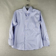 Proper Cloth Dress Shirt Mens Medium Blue Gingham Cotton Long Sleeve Button