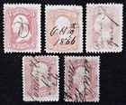 US Stamp Collection 1861-62 3c Washington Lot of 5 Used Pen Cancel Color Variety