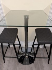Glass Top Bar Table with Stools Breakfast Bar Table