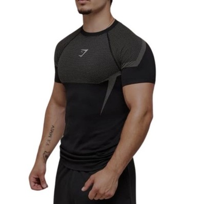 Gymshark Ony.0 Seamless T-Shirt Muscle Fit black/ light grey Size