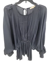 Anthropologie Grade & Gather Top Womens Medium Blue Peplum Dolman Sleeve Boho