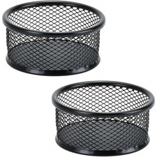 Metal Mesh Paper Clip Holder Organizer for Desk Office School Supplies Black