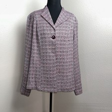 Sag Harbor One Button Blazer Women's 16P Multicolor Tweed Lined Old Money Work