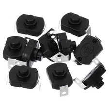 Latching Push Button Switch, 10 Pcs KAN-23 Large Bent Pin On/Off Switch, Black