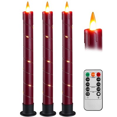 Da by 3 Pack Red Dripping Wax Flameless Candles, Realistic Dynamic Flame LED ...