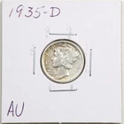 1935-D 10C Mercury Winged Liberty Silver Dime in AU Condition #6274