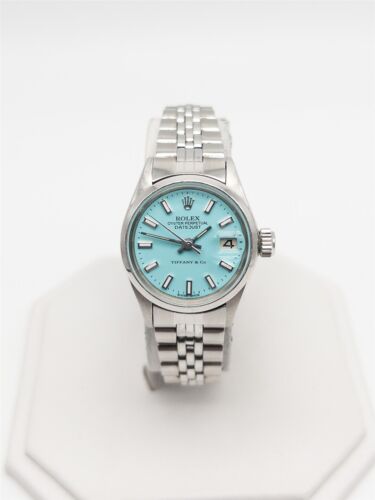 Estate $8000 ROLEX DATEJUST SS BLUE Tiffany & Co Ladies Watch SERVICED