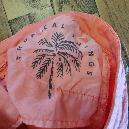 ROXY WOMENS SIZE 29" RISE 9" PINK COTTON TROPICAL THINGS SHORTS BUTTON FLY - Picture 8 of 9