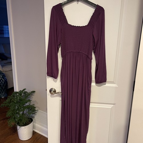 NORDSTROM MOONLIGHT ECO LONG SLEEVE NIGHTGOWN IN PURPLE SIZE S TENCEL MODAL - Picture 6 of 7