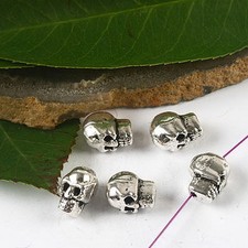 Cuentas espaciadoras cabeza calavera plata tibetana agujero 20 piezas 9,5 x 7,7 x 5,5 mm H2603