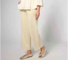 662 Isaac Mizrahi Live Regular Clubhouse Scuba Knit Wide Leg Ankle Pants L