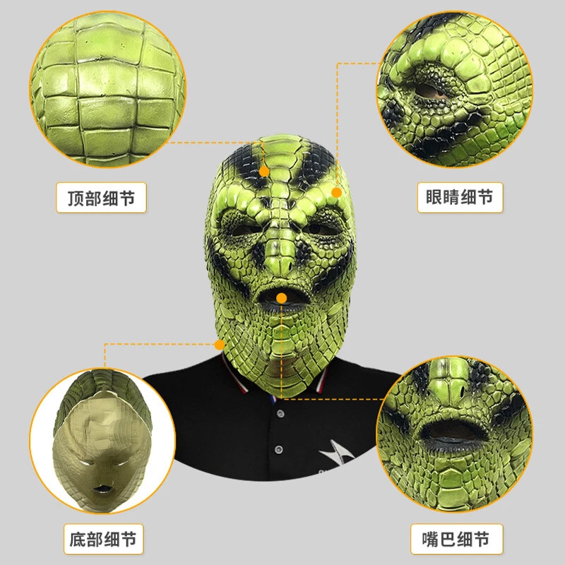 Fantasias cosplay festa brincadeira máscara látex assustador lagarto máscara Halloween - Imagem 2 de 4
