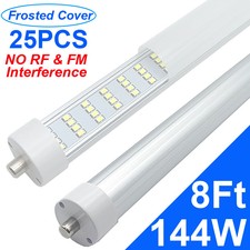 25 Pack T8 T12 8Ft Led Tube Light Bulbs Single Pin 8  Led Flat Bulbs 144 Watt
