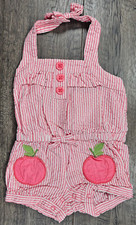 Baby Girl Clothes Gymboree 3-6 Month Preppy Peach Romper Outfit