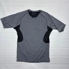 Second Skin Gray/Black Compression Short Sleeve T-Shirt Performance Gym Mens XL