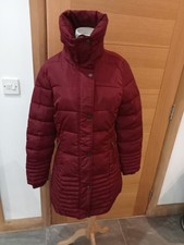 Women's Elle Flore Padded Concealed Hood Burgundy Coat Sz10