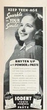 Iodent Tooth Powder Paste Bryten Up Vintage Print Ad 1943 #0871