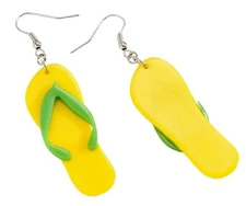 Flip Flop Earrings Miniblings Dangle Sandals Beach Party Summer Yellow