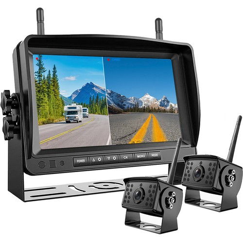 165ft Wireles 7" Split Monitor DVR 1080P Backup Camera for RV Truck Bus Caravan - Picture 3 of 23
